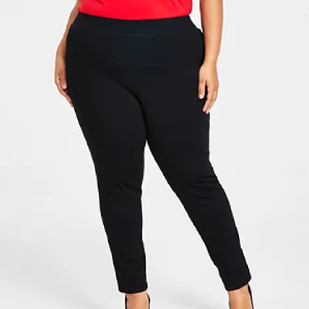 New INC Womens Plus Size 26W Skinny Leg Pull-On Mid Rise Basic Black Ponte Pants